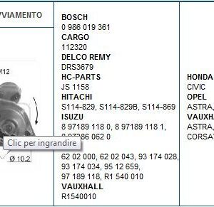 MOTORINO AVVIAMENTO HITACHI OPEL  S114-829  S114-869